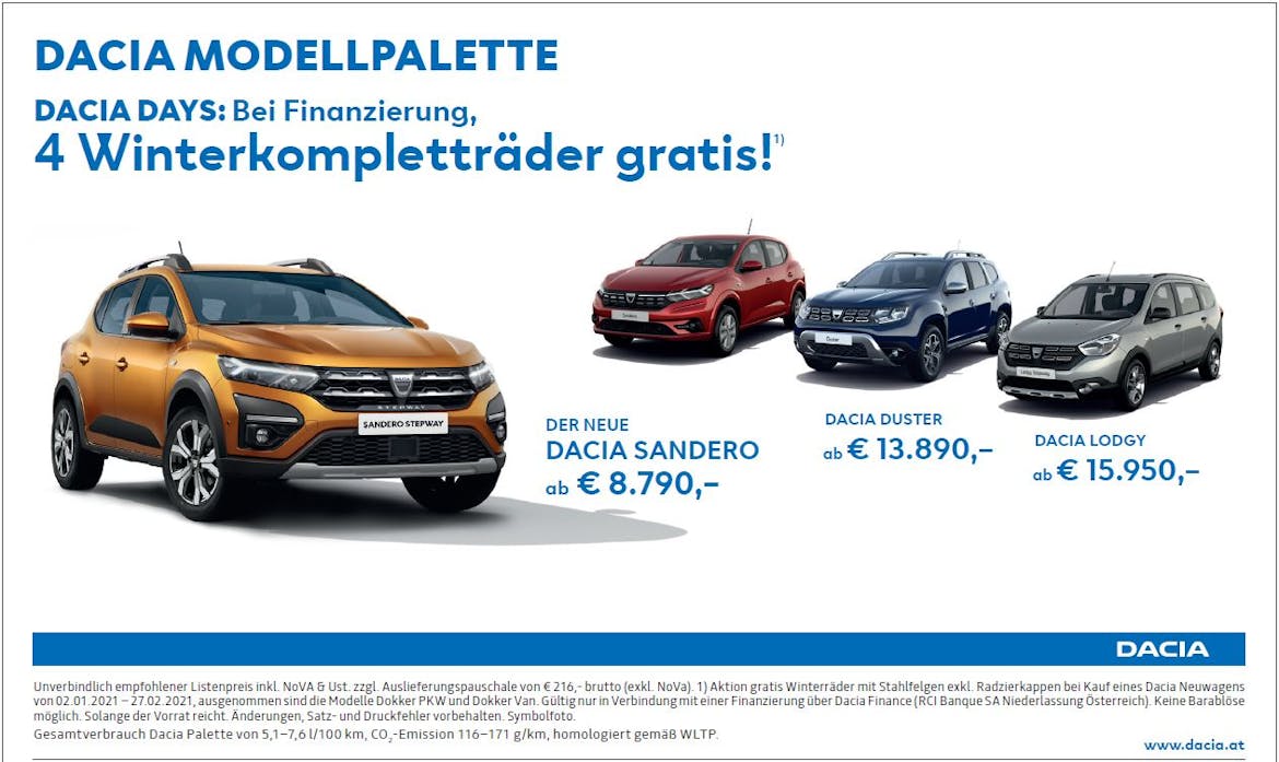 Dacia Modellpalette